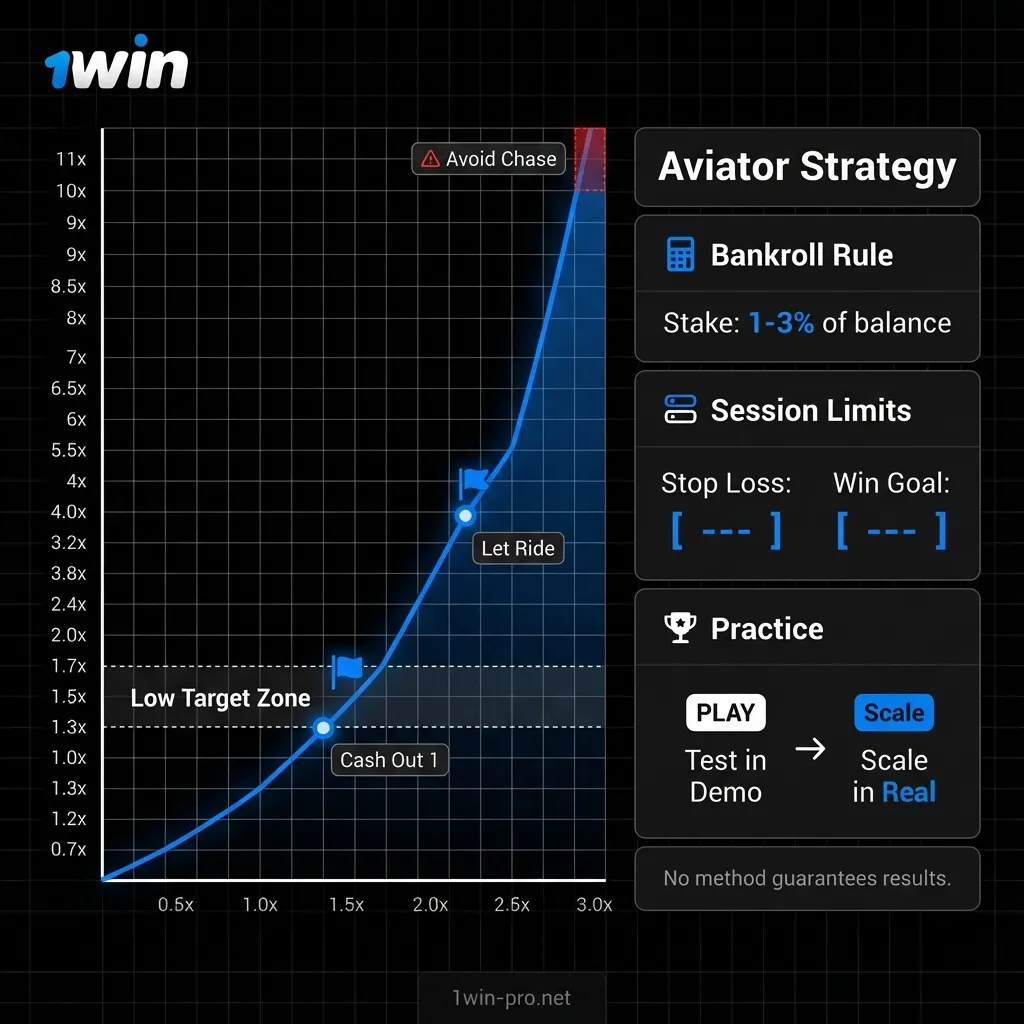Winning tips for Aviator at 1Win: target low multipliers and set stop loss
