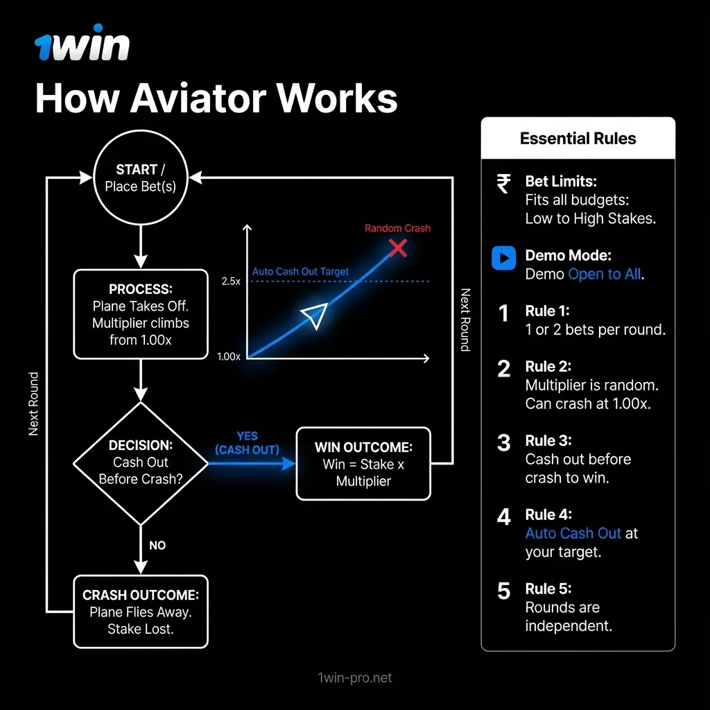 1Win Aviator crash game guide - understand multipliers and manual cash out