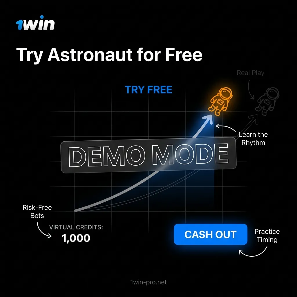 Practice Astronaut with virtual credits in risk-free demo version on 1win