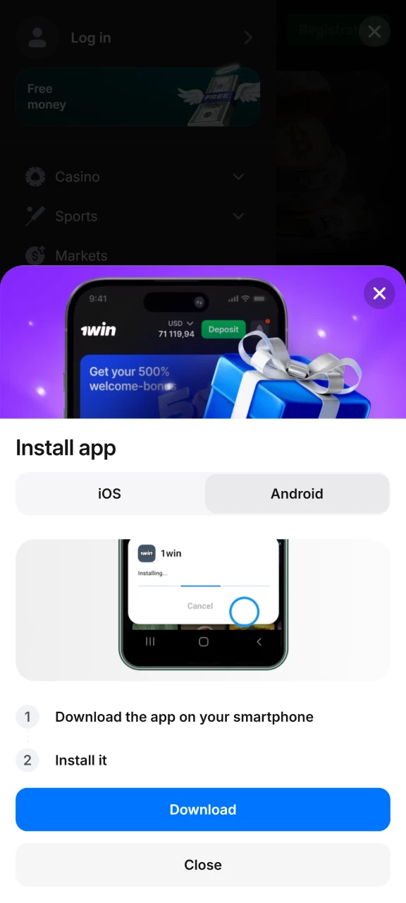 Click the official app download button on our site to access the 1win Android installation page.