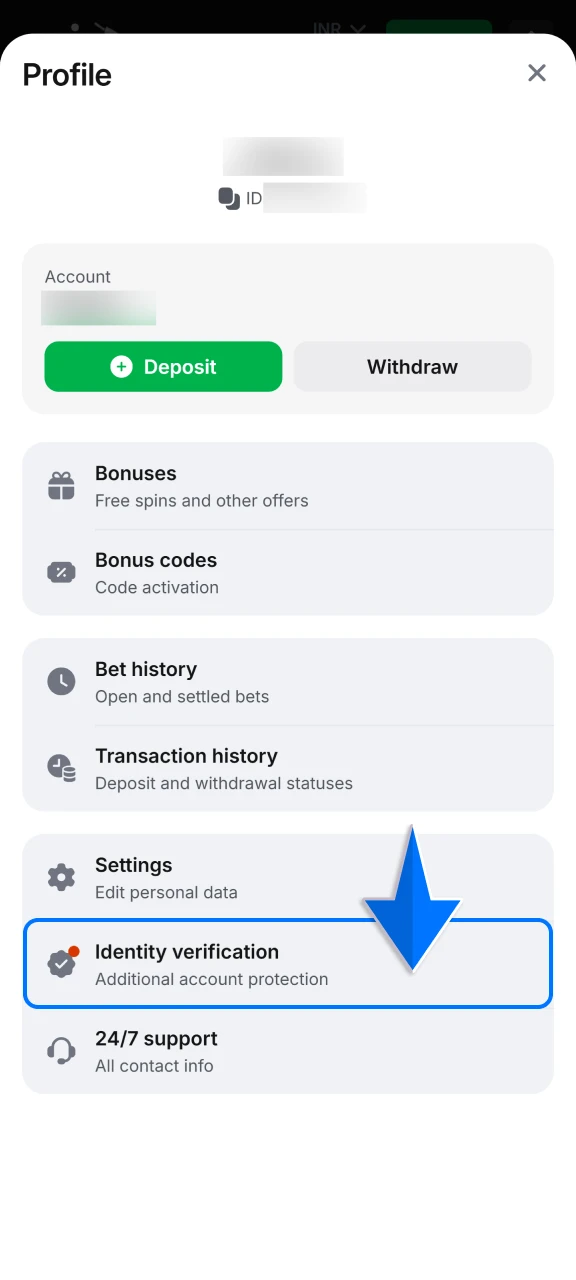 Complete the identity verification in your profile settings to secure your 1win account and enable faster withdrawals.